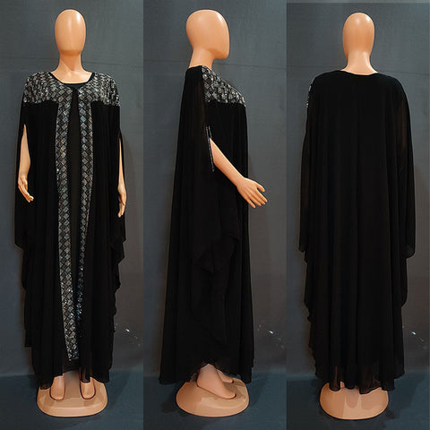African European And American Dress Robe Pearl Chiffon