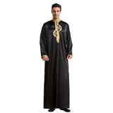 Arabian Middle East Stand Collar Embroidered Robe/Thobe