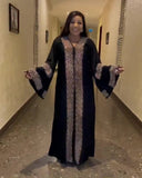 Women's Fashion Rhinestone Swing Dress Muslim Style Robe