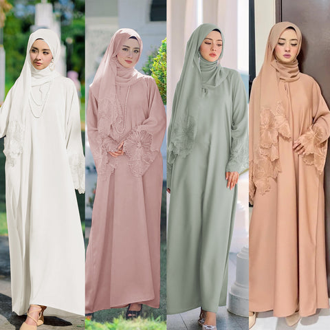 Women's Muslim Robe Malay Indonesian Dress With Headscarf