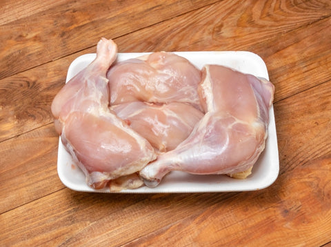 Hand Slaughtered Halal Chicken Leg Quarter 100% Natural - 10/lbs. bag with skin / 7lb after clean and cut