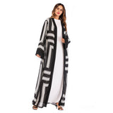 Muslim Stripe Loose Lace Cardigan Robe Female