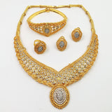 European And American Jewelry Hot-selling 24k Gold Alloy Jewelry Set Necklace Bracelet Ring Earrings Four-piece Set