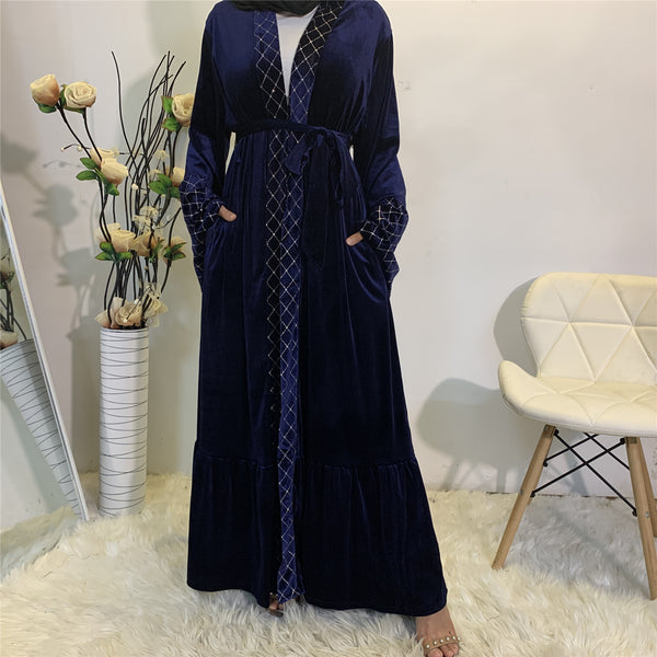 Golden Velvet Gilded Muslim Cardigan Robe – Abuadnan Online Store