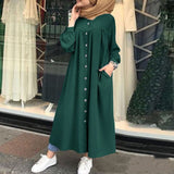 Long sleeve shirt dress casual pocket robe