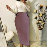 All-Match Solid Color Modal Skirt, Muslim Hip Skirt