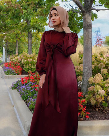 hijab satin dress Maysa Satin Dress in Royal Green Hijabglamour