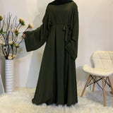 F889 Foreign Trade Cross-border Muslim Women's Long Skirt Abaya Dubai Middle East Jalabiya Pure Color Robe