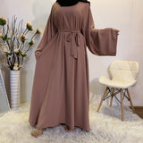 F889 Foreign Trade Cross-border Muslim Women's Long Skirt Abaya Dubai Middle East Jalabiya Pure Color Robe
