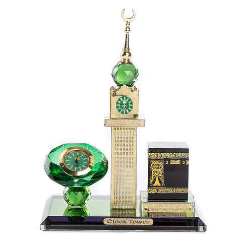 Shiying Watch Four-Sided Clock Kaaba Three-Piece Set Islamic Car Supplies Muslim Gifts Desktop Ornaments Wholesale