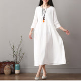 Cotton And Linen Long Dress New Loose Pullover Robe Literary Large Size Ethnic Style Long Skirt