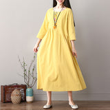 Cotton And Linen Long Dress New Loose Pullover Robe Literary Large Size Ethnic Style Long Skirt