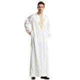Arabian Middle East Stand Collar Embroidered Robe/Thobe