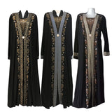 Striped Gold Powder Dubai Middle East Islamic Ladies Robe African Ladies Dress