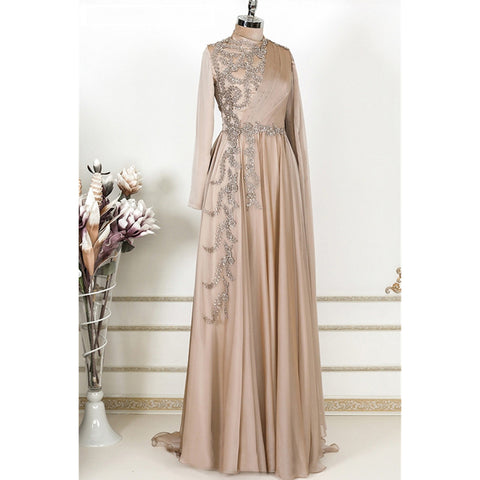 Champagne Muslim Evening Dress Formal Party Abuadnan Online Store Champagne Muslim Evening Dress Formal Party Abuadnan Online Store