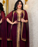 Middle East Muslim Women's Wear Sequined Gown Suit Dress Cape Robe