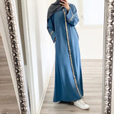 Muslim Women's Wear Robe Stitching Trim Sequins Dress