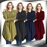 Fashion solid color shirt Islamic long sleeve top