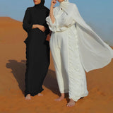 Solid Color Flowy Tie Middle East Dubai Long Dress