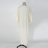 Ethnic Style Loose Casual Embroidery White Muslim Robe