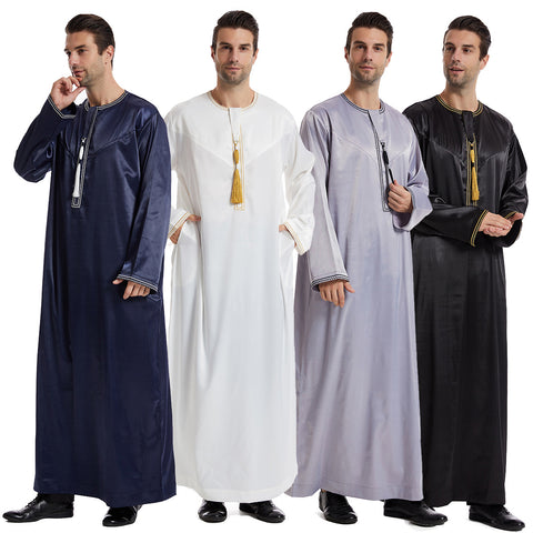 Ethnic Stitching Contrast Color Men's Robe