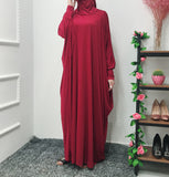 Solid Color Bat Sleeve Hooded Robe Dress