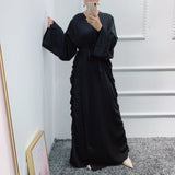 Solid Color Flowy Tie Middle East Dubai Long Dress