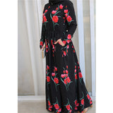 Fashion Rose Print Robe Dubai Dress