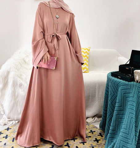 Turkish Solid Color Plus Size Multicolor Robe Dress