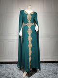 Cape Sleeve Lace Chiffon Dubai Arab Batwing Sleeve Dress