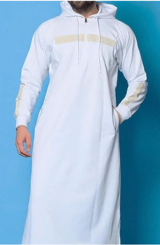 Foreign Trade Saudi Arabian Men's Hooded Pockets Hui Shirt Sleeve Islamic Men's Robe