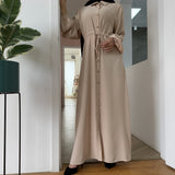Clean Color Full Button Slim Fitting Dress