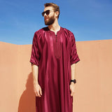 New Striped Robe Mid-sleeve Embroidered Robe