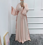 Solid Color Flowy Tie Middle East Dubai Long Dress