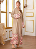 Fashion Splice Lace Up Dubai Arab Cardigan Robe