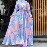 European And American Middle East Pure Beautiful Printed Dress, Ankle-length Printed Dress LR720