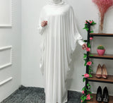 Solid Color Bat Sleeve Hooded Robe Dress