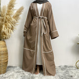 Contrast Striped Cardigan Muslim Robe