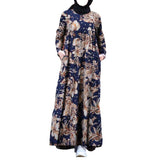 Casual Temperament Womens Hedging Long Sleeve Round Neck Large Swing Dress