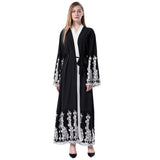 Fashionable Mesh Stitching Embroidery Loose Cardigan Gown For Women