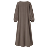 Temperament Commute Solid Color Dress Islamic Muslim Loose Robe