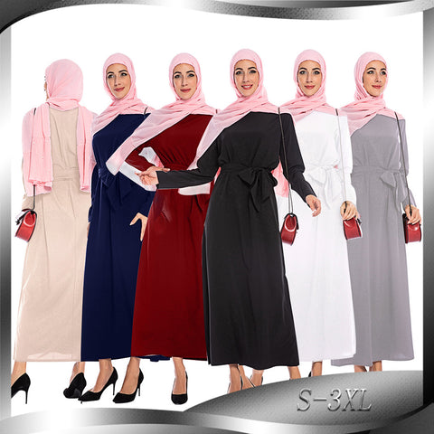 Plain Color Simple Saudi Arabian Muslim Dress