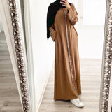 Muslim Women's Wear Robe Stitching Trim Sequins Dress