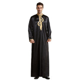 Arabian Middle East Stand Collar Embroidered Silk Robe