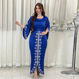 Arabic Dubai Robe Fashion Diamond Soft Satin Evening Dress