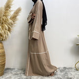 Contrast Striped Cardigan Muslim Robe