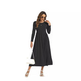 Middle East European And American Arab Muslim Solid Color Dress With Pockets