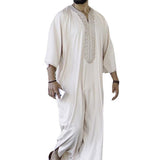Ethnic Style Loose Casual Embroidery White Muslim Robe