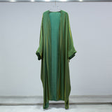 Fashion Casual Bright Silk Cardigan Plus Size Robe Batwing Sleeve